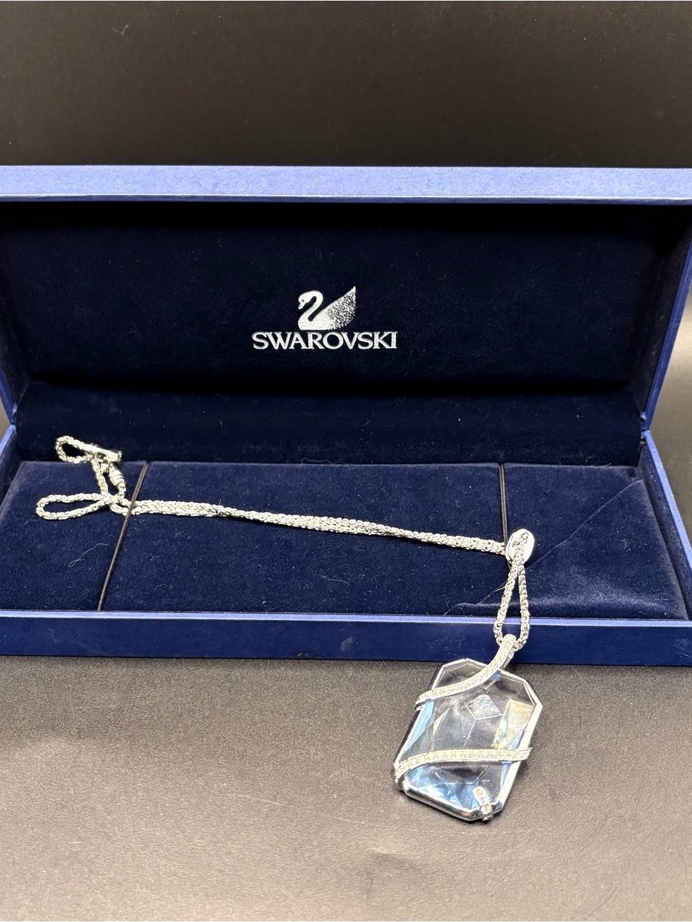 Swarovski “Style” Necklace 1160608 Pale Blue Crystal Pendant Rhodium 2012 NWB